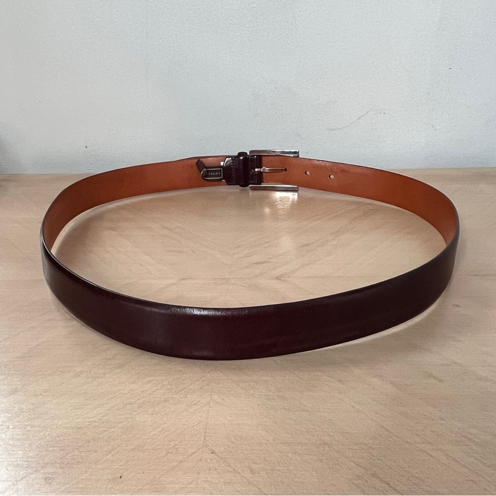 Trafalgar Brown Cortina Leather Dress Belt Silver-tone buckle Men's 38 - Picture 3 of 12